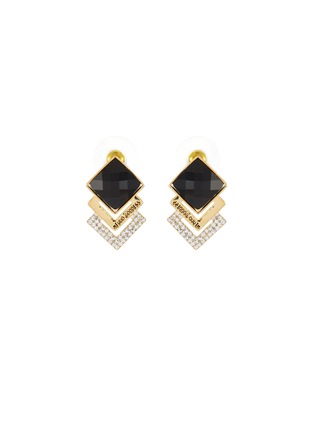 Detail View - Click To Enlarge - VENNA - Triple Diamond With Gold Fringe Earrings
