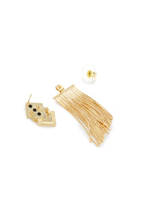 Detail View - Click To Enlarge - VENNA - Triple Diamond With Gold Fringe Earrings