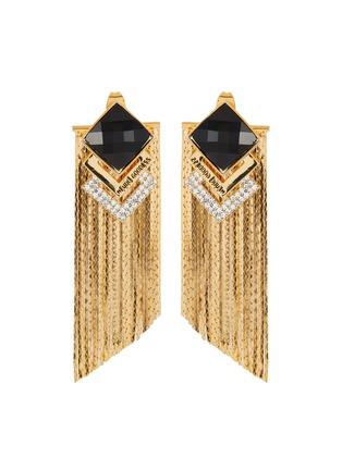Main View - Click To Enlarge - VENNA - Triple Diamond With Gold Fringe Earrings