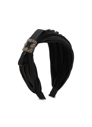Figure View - Click To Enlarge - VENNA - Crystal Embellished Bow Satin Headband