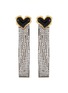 Main View - Click To Enlarge - VENNA - Heart With Crystal Embellished Fringe Earrings
