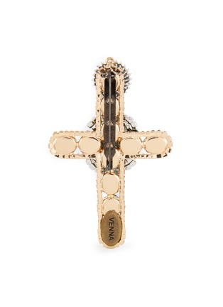 Figure View - Click To Enlarge - VENNA - Dollar Sign Crystal Embellished Cross Brooch