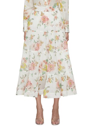 Main View - Click To Enlarge - ZIMMERMANN - Pleat Floral Print Midi Skirt