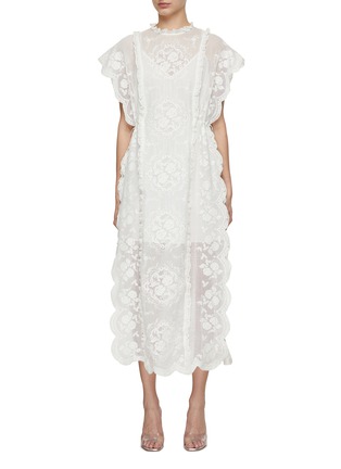 Main View - Click To Enlarge - ZIMMERMANN - Alight Embroidered Motif Midi Dress
