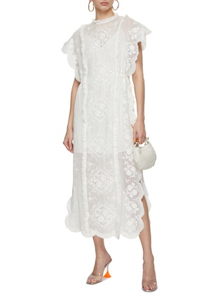 Figure View - Click To Enlarge - ZIMMERMANN - Alight Embroidered Motif Midi Dress