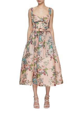 Main View - Click To Enlarge - ZIMMERMANN - Matchmaker Belted Midi Dress