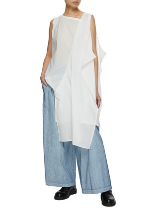 Figure View - Click To Enlarge - Y'S - 2 Tuck Wide Denim Pants