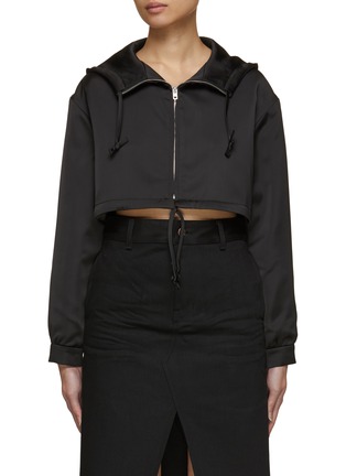 Main View - Click To Enlarge - WE11DONE - Satin Cropped Hoodie Windbreaker