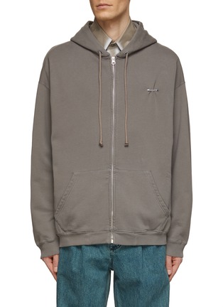 Main View - Click To Enlarge - MM6 MAISON MARGIELA - Zip Up Pin Hoodie