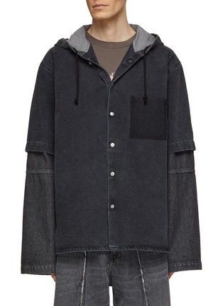 Main View - Click To Enlarge - MM6 MAISON MARGIELA - Hooded Double Layer Denim Jacket