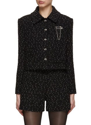 Main View - Click To Enlarge - SOONIL - Pearl And Crystal Embellished Cropped Tweed Jacket