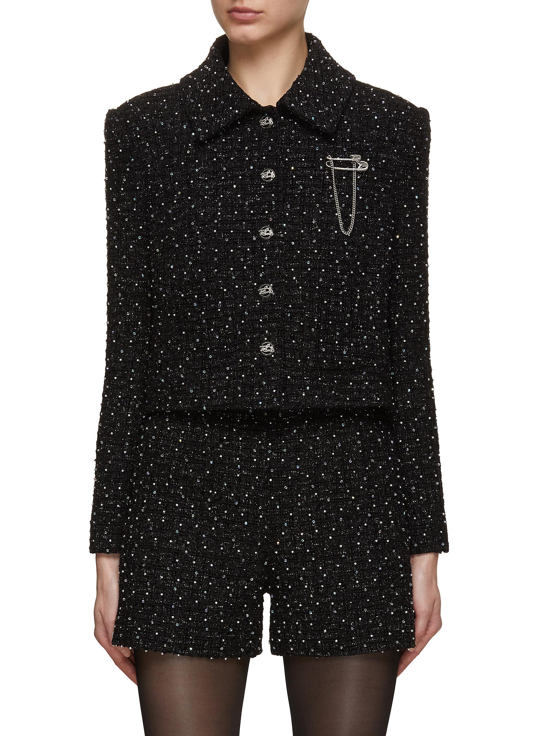 SOONIL | Pearl And Crystal Embellished Cropped Tweed Jacket 