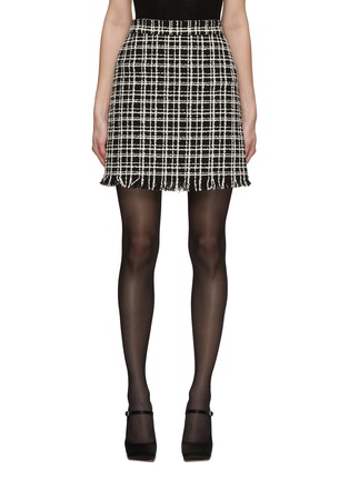 Main View - Click To Enlarge - SOONIL - Fringe Hem Tweed Mini Skirt