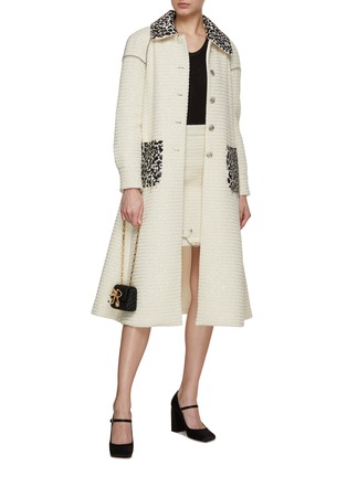 Figure View - Click To Enlarge - SOONIL - Chain Detail Sequin Embellished Oversized Tweed Coat