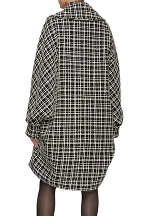 Back View - Click To Enlarge - SOONIL - Drop Shoulder Midi Length Grid Tweed Jacket