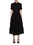 Main View - Click To Enlarge - SOONIL - Short Sleeve Belted Lace Square Cutout Midi Dress