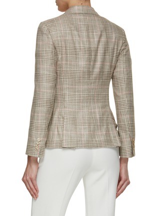 Back View - Click To Enlarge - KITON - Single Breasted Silk Cotton Cashmere Plaid Blazer