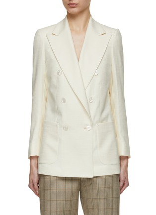 Main View - Click To Enlarge - KITON - Double Breasted Silk Cotton Cashmere  Blazer