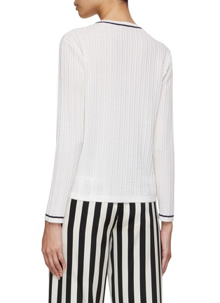Back View - Click To Enlarge - KITON - V-Neck Contrast Trim Ribbed Knit Top