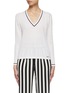 Main View - Click To Enlarge - KITON - V-Neck Contrast Trim Ribbed Knit Top