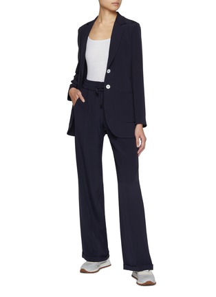 Figure View - Click To Enlarge - KITON - Cady Drawstring Waist Wide Leg Pants