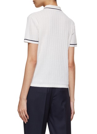 Back View - Click To Enlarge - KITON - Zip Top Contrast Trim Ribbed Polo