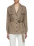 Main View - Click To Enlarge - KITON - Tie Waist Linen Safari Shirt