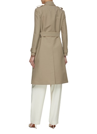 Back View - Click To Enlarge - KITON - Double Breasted Leather Trim Trench Coat