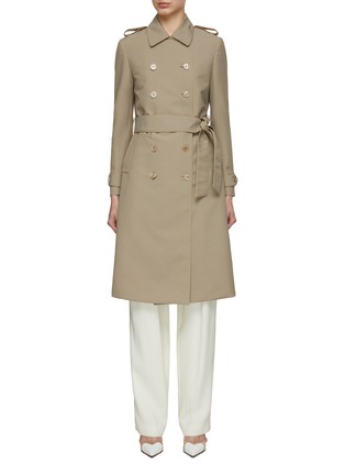 Main View - Click To Enlarge - KITON - Double Breasted Leather Trim Trench Coat