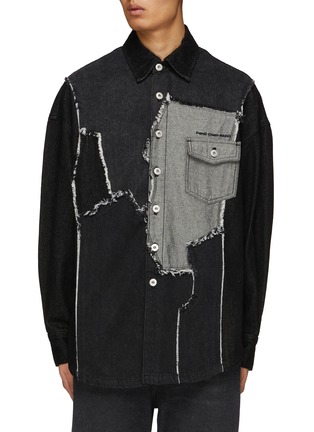 Main View - Click To Enlarge - FENG CHEN WANG - Raw Edge Patchwork Denim Jacket