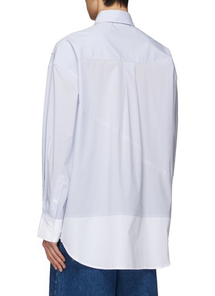 Back View - Click To Enlarge - FENG CHEN WANG - Patchwork Striped Cotton Blend Shirt