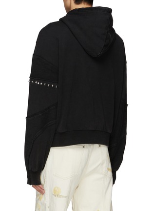 Back View - Click To Enlarge - FENG CHEN WANG - Panelled Stud Embellished Cotton Hoodie