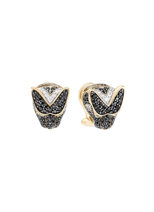 Detail View - Click To Enlarge - JOHN HARDY - Cinta Black Diamond White Diamond Tourmaline Emerald Garnet Tsavorite Garnet 18K Gold Macan Earrings
