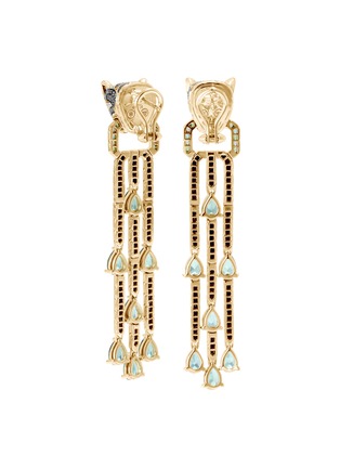 Detail View - Click To Enlarge - JOHN HARDY - Cinta Black Diamond White Diamond Tourmaline Emerald Garnet Tsavorite Garnet 18K Gold Macan Earrings