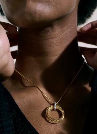  - JOHN HARDY - Classic Chain 18K Gold Diamond Pendant Necklace — Size 16-18