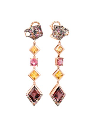 Main View - Click To Enlarge - JOHN HARDY - Cinta Black Diamond Rhodolite Brown Sapphire Zicron Tsavorite Garnet 18K Rose Gold Macan Earrings