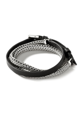 Main View - Click To Enlarge - JOHN HARDY - Classic Chain Sterling Silver Leather Triple Wrap Bracelet — Size UL