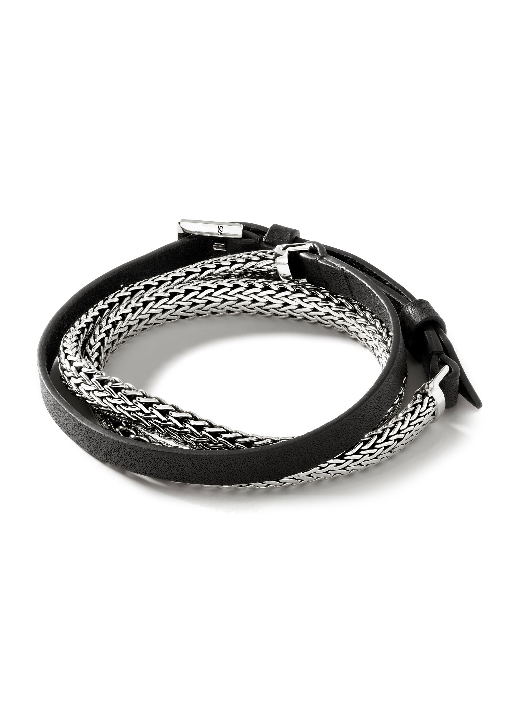 JOHN HARDY | Classic Chain Sterling Silver Leather Triple Wrap