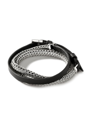 Main View - Click To Enlarge - JOHN HARDY - Classic Chain Sterling Silver Leather Triple Wrap Bracelet — Size UM