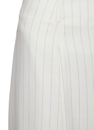  - KIMHĒKIM - Asymmetrical Pin-striped Wool Midi Skirt