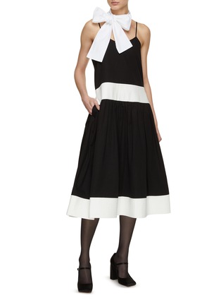 Figure View - Click To Enlarge - KIMHĒKIM - Bicolour Cotton Linen Midi Dress