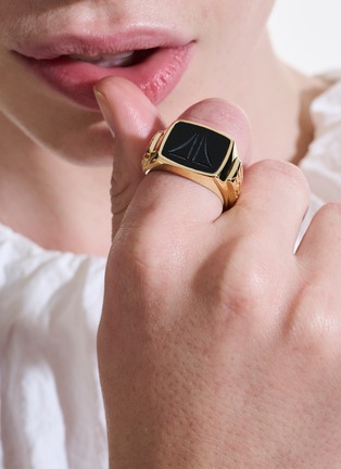 - JOHN HARDY - 14K Gold Black Onyx Signet Ring — Size 10