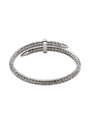 Detail View - Click To Enlarge - JOHN HARDY - Classic Chain Silver Diamond Pavé Bypass Flex Cuff — Size S-M