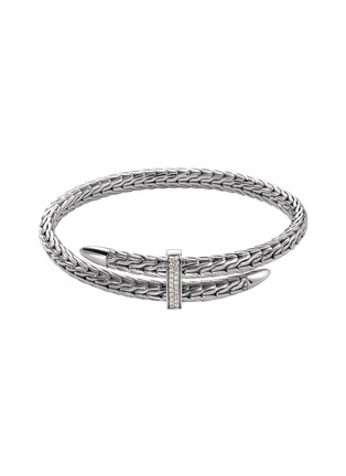 Main View - Click To Enlarge - JOHN HARDY - Classic Chain Silver Diamond Pavé Bypass Flex Cuff — Size S-M