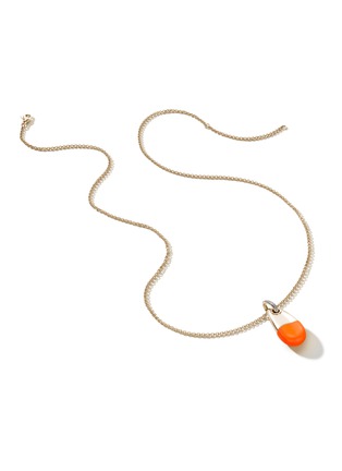 Detail View - Click To Enlarge - JOHN HARDY - Classic Chain Diamond Neon Orange Pebble Pendant Sterling Silver Necklace — Size 22-24