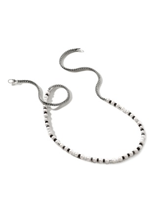 Detail View - Click To Enlarge - JOHN HARDY - Colorblock Pearl Onyx Hematite Sterling Silver Slim Chain Necklace — Size 24