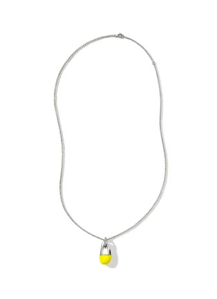 Main View - Click To Enlarge - JOHN HARDY - Classic Chain Diamond Neon Yellow Pebble Pendant Sterling Silver Necklace — Size 22-24
