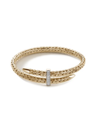 Main View - Click To Enlarge - JOHN HARDY - Classic Chain 14K Gold Diamond Pavé Bypass Flex Cuff — Size S-M