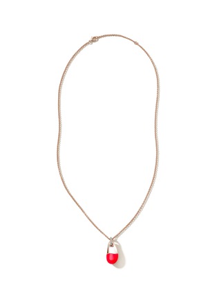 Main View - Click To Enlarge - JOHN HARDY - Classic Chain Diamond Neon Pink Pebble Pendant Sterling Silver Necklace — Size 22-24
