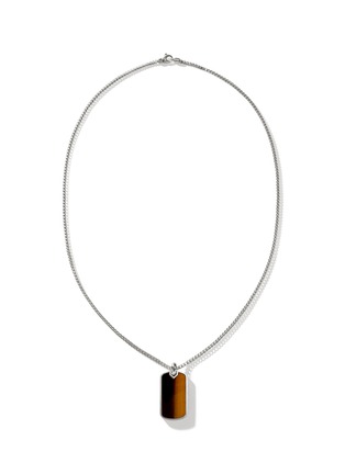 Main View - Click To Enlarge - JOHN HARDY - Silver Tigers Eye Dog Tag Pendant Chain Necklace — Size 22